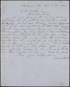 Jeremiah Smith, Richmond, Va., autograph letter signed to Ziba B. Oakes, 17 February 1857