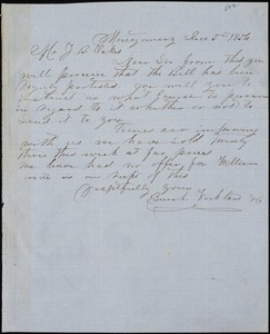 Burch, Kirkland & Co., Montgomery, Ala., manuscript letter signed to Ziba B. Oakes, 5 December 1856