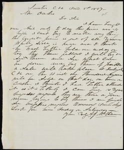 A. J. McElveen, Sumter Court House, S.C., autograph letter signed to Ziba B. Oakes, 5 January 1857