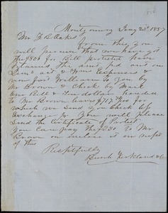 Burch, Kirkland & Co., Montgomery, Ala., manuscript letter signed to Ziba B. Oakes, 23 January 1857