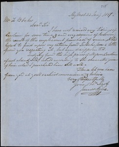 James Filor, Key West, Fla., autograph letter signed to Ziba B. Oakes, 22 January 1857