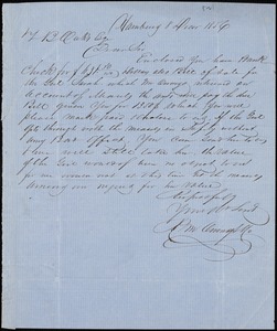 Owings, R.W. & Co., Hamburg, manuscript letter signed to Ziba B. Oakes, 8 December 1856