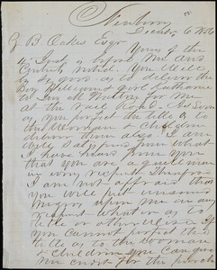 H. H. Kinard, Newberry, S.C., autograph letter signed to Ziba B. Oakes, 6 December 1856