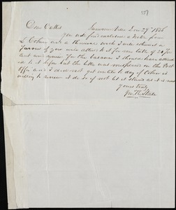 J.R. Stall, Summerville, S.C., autograph note signed to Ziba B. Oakes, 29 December 1856