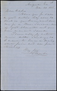 F. C. Barber, Augusta, Ga., autograph note signed to Ziba B. Oakes, 20 December 1856