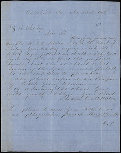 C. Nettleton, Centreville, La., autograph note signed to Ziba B. Oakes, 22 December 1856