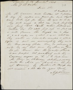 A. J. McElveen, Sumter Court House, S.C., autograph letter signed to Ziba B. Oakes, 30 December 1856