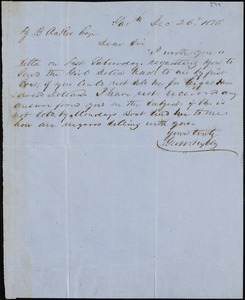 George W. Wylly, Savannah, Ga., autograph note signed to Ziba B. Oakes, 26 December 1856