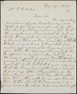 S.A. Brightman autograph letter signed to Ziba B. Oakes, 19 December 1856