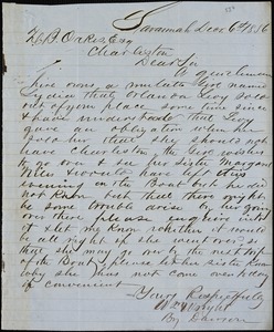 William Wright, Savannah, Ga., manuscript letter signed to Ziba B. Oakes, 6 December 1856