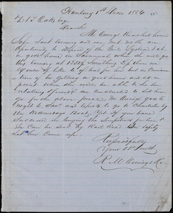 Owings, R.M. & Co., Hamburg, manuscript letter signed to Ziba B. Oakes, 1 December 1856
