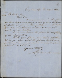 Leighton & Sherman, Georgetown, manuscript letter signed to Ziba B. Oakes, 20 December 1856
