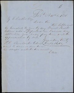 George W. Wylly, Savannah, Ga., autograph note signed to Ziba B. Oakes, 8 November 1856