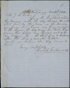 Burch, Kirkland & Co., Montgomery, Ala., manuscript note signed to Ziba B. Oakes, 22 November 1856