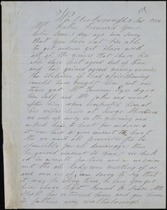 Caleb Sauls, Walterborough, S.C., autograph letter signed to Ziba B. Oakes, 8 November 1856