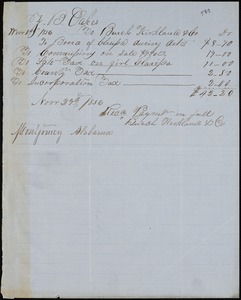 Burch, Kirkland & Co., Montgomery, Ala., manuscript document signed to Ziba B. Oakes, 29 November 1856