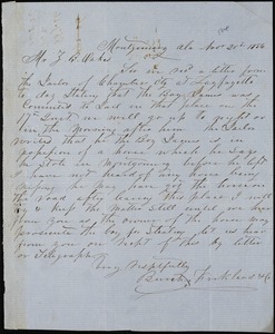 Burch, Kirkland & Co., Montgomery, Ala., manuscript letter signed to Ziba B. Oakes, 20 November 1856