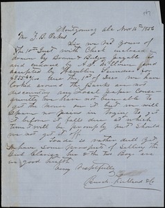Burch, Kirkland & Co., Montgomery, Ala., manuscript letter signed to Ziba B. Oakes, 14 November 1856