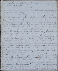 A. J. McElveen, Sumter, S.C., autograph letter signed to Ziba B. Oakes, 17 November 1856