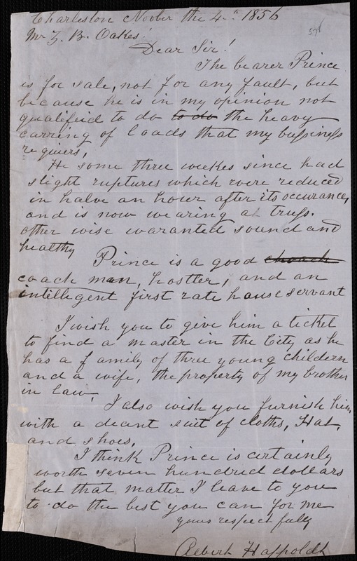 Albert Happoldt, Charleston, S.C., Autograph Letter Signed To Ziba B ...