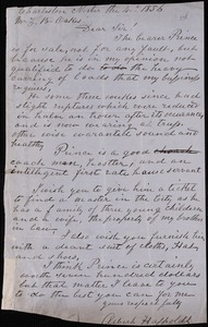 Albert Happoldt, Charleston, S.C., autograph letter signed to Ziba B. Oakes, 4 November 1856