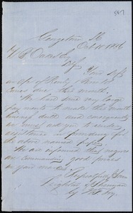 Leighton & Sherman (W.F. Joy), Georgetown, manuscript letter signed to Ziba B. Oakes, 10 October 1856