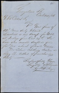 Leighton & Sherman (W.F. Joy), Georgetown, manuscript letter signed to Ziba B. Oakes, 24 October 1856