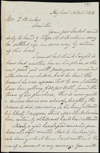 James Filor, Key West, Fla., autograph letter signed to Ziba B. Oakes, 25 October 1856