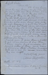 Albert Happoldt, [Charleston, S.C.], autograph letter signed to Ziba B. Oakes, 26 October 1856
