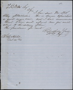 William F. Joy, Charleston, S.C., autograph note signed to Ziba B. Oakes, 21 October 1856