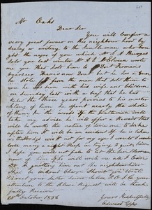 Edward Epps, [Lower Salem Post Office], autograph letter signed to Ziba B. Oakes, 25 October 1856