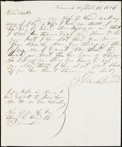 Josiah Brock, Savannah, Ga., autograph note signed to Ziba B. Oakes, 28 September 1856