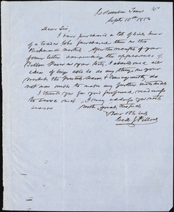 Gideon Johnson Pillow, Columbia, Tenn., autograph note signed to [Ziba B. Oakes], 10 September 1856