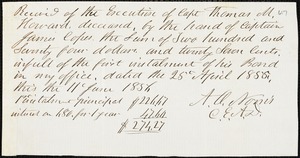 A.O. Norris, [Charleston, S.C.?], autograph document signed to Ziba B. Oakes, 11 June 1856