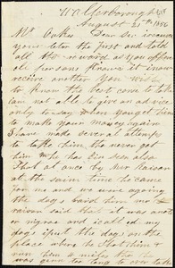 Caleb Sauls, Walterborough, S.C., autograph letter signed to Ziba B. Oakes, 21 August 1856