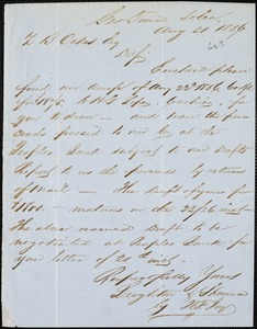 Leighton & Sherman (W.F. Joy), Georgetown, manuscript note signed to Ziba B. Oakes, 21 August 1856