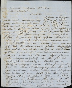 A. J. McElveen, Sumter, S.C., autograph letter signed to Ziba B. Oakes, 8 August 1856
