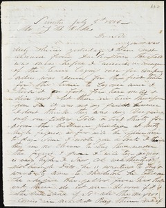 A. J. McElveen, Sumter, S.C., autograph letter signed to Ziba B. Oakes, 8 July 1856