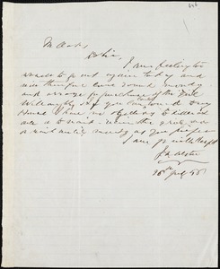 J.A. Alston, [Charleston, S.C.], autograph note signed to Ziba B. Oakes, 26 July 1856