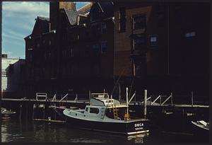 Boat at Custom House Block, Long Wharf, Boston