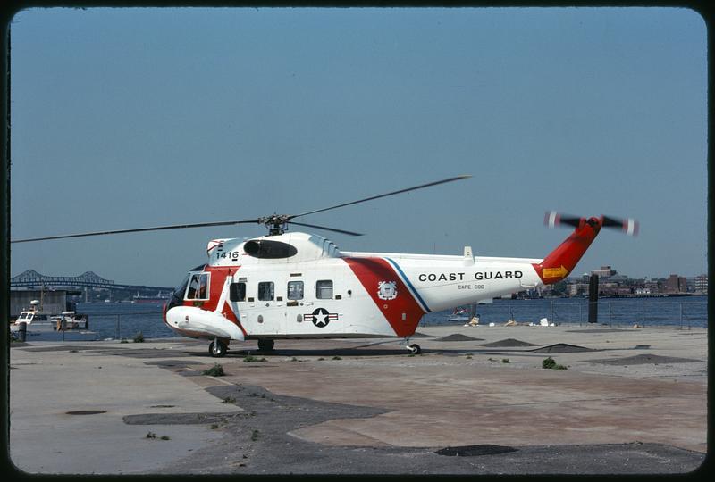 Coast Guard helicopter, North End, Boston