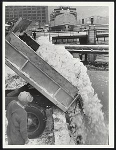 Where The Snow Goes -- Dumping snow from the downtown streets into Fort Point channel near the Congress street bridge.