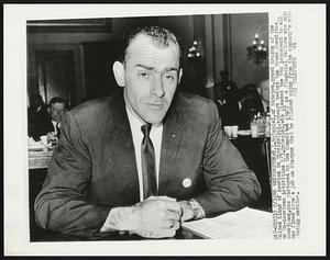 E.L. McDaniel, of Natchez, grand dragon of the United Klans of America in Mississippi, appears before the House Committee on Un-American Activities 2/3. McDaniel, who pleaded the 5th Amendment to all questions, was pictured by the Committee staff as a financial failure who once was fired from a job on charges that he filched coins from the company's milk vending machine.