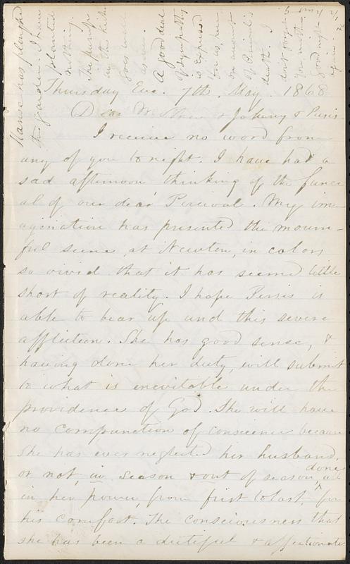 Letter from Zadoc Long to John D. Long, May 7, 1868