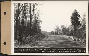 Contract No. 60, Access Roads to Shaft 12, Quabbin Aqueduct, Hardwick and Greenwich, looking back from Sta. 43+75, Greenwich and Hardwick, Mass., Oct. 21, 1938