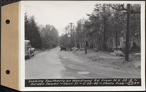 Contract No. 71, WPA Sewer Construction, Holden, looking southerly on Woodland Road from manhole 20-B, Holden Sewer, Holden, Mass., May 28, 1940