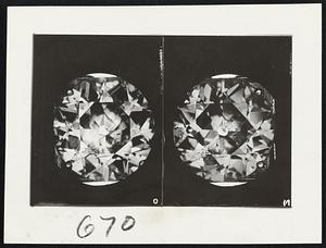 Third dimension photograph of a diamond showing the flaws and carbon spots that exist in almost every stone.