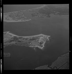 Aerial of Plum Island Point and Ring’s Island river mouth erosion