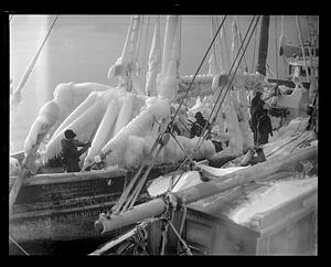 Ice covered boat Vagabond