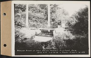 Beaver Brook at weir below Pepper's mill pond dam, Ware, Mass., 8:45 AM, Jun. 30, 1936